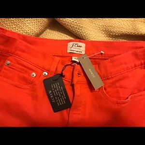 NWT J Crew Orange Toothpick Pants Size;27
